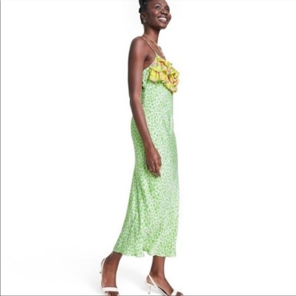 Rixo x Target Leopard Animal Print Colorful Ruffle Front Sleeveless Midi Dress - Picture 4 of 9